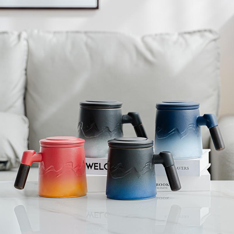 Light luxury office cup tea separation large capacity mug business office tea cup