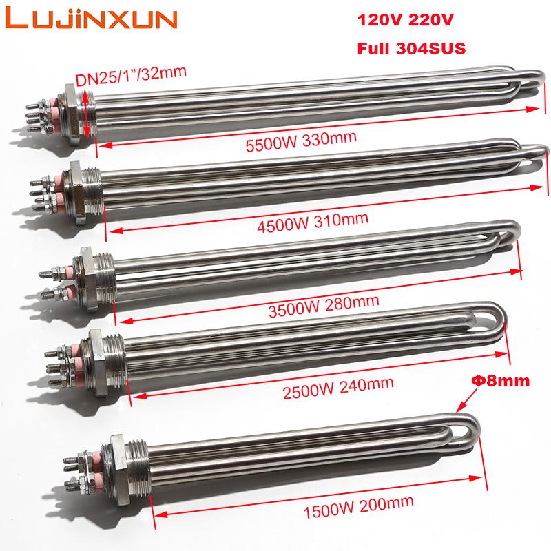 LUJINXUN G1 Solarheizelement 1 Zoll DN25 32 mm Elektroheizrohr 304SUS Zehn Wasserbeständigkeit 220 V 1,5/2,5/3,5/5,5 KW 1 Stück