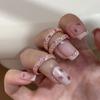 Rose Gold Gradual Change Peach Pink White Diamond Dense Inlaid Beads Stacked Ring Elegant Light Luxury High Sense Ring