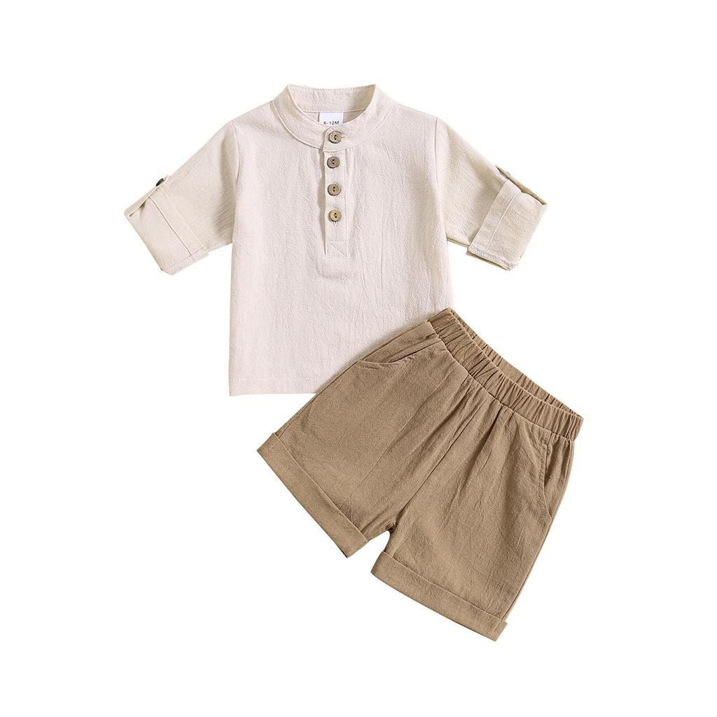 Kinder Y2K Mode Set: Kurzärmeliges Rundhals-Top & Roll-Up-Shorts für Jungen und Mädchen