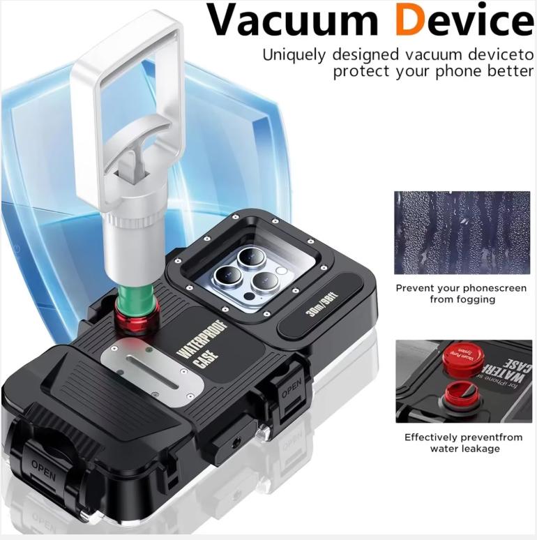 30M Bluetooth Diving Snorkeling Underwater Case Underwater Photo Video,Waterproof Housing For iPhone 16 15 14 13 12 11 Pro Max