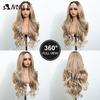 Noble Synthetic Lace Front Wigs For Women 28 Inch Curly Ash Blonde Highlight 13x4 Body Wave Silk Base Lace Wig Cosplay Daily Wig