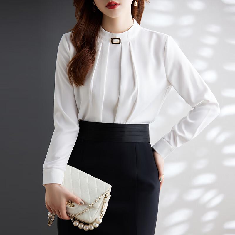 Camicia Professionale da Donna a Maniche Lunghe con Collo Alto Teluoman