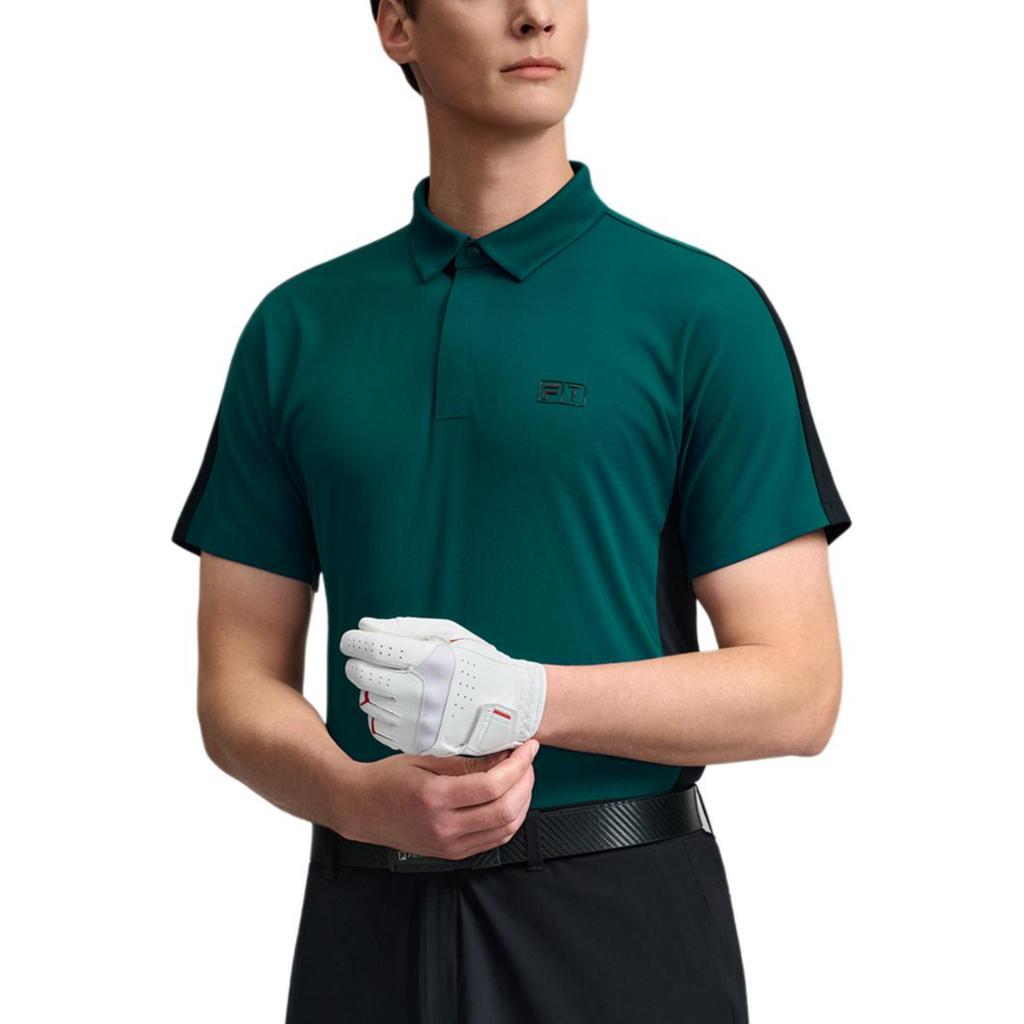 FILA Golf Series Simple Texture Color Block Versatile Comfortable Sports Golf Casual Knitted Short Sleeve Polo Shirt Men tops Sea-Green A11M625119FKK