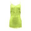 Women's Color Sleeveless Sling Tassel Dress Dress