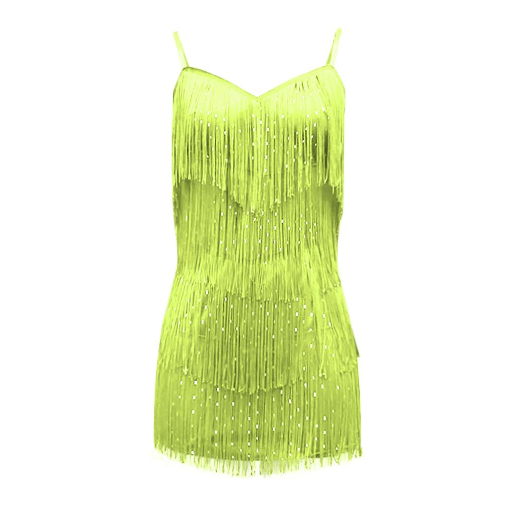 Women's Color Sleeveless Sling Tassel Dress Dress