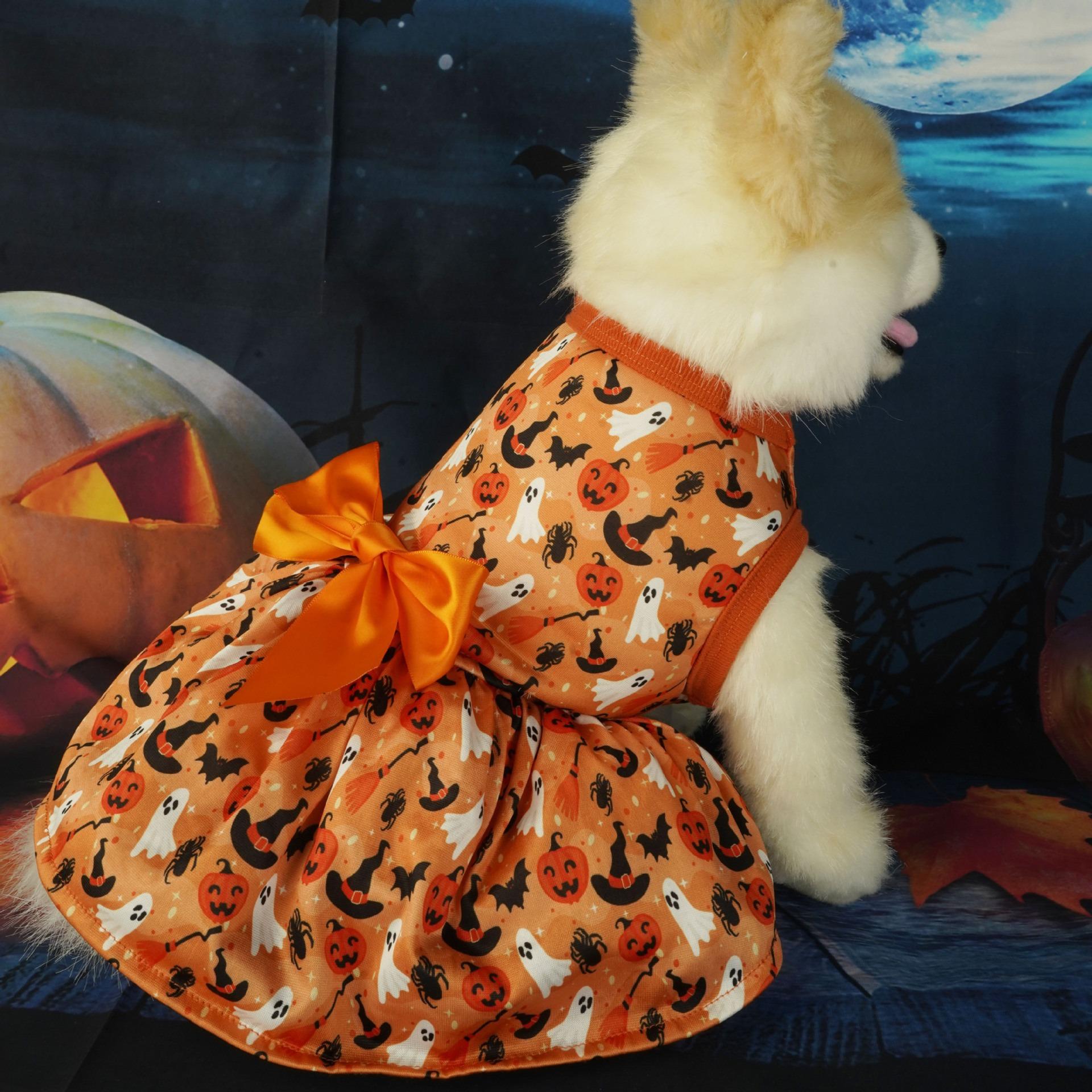 

Pet clothes Halloween new clothes pumpkin bat new dog 2025 new XL помаранчевий