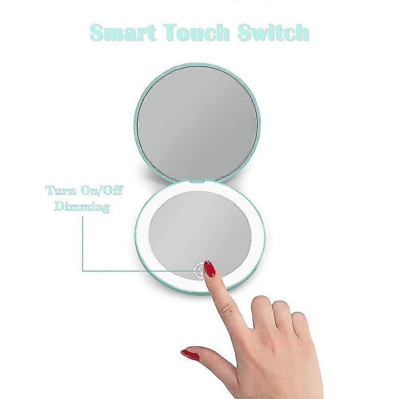 Compact Rechargeable Lighted Makeup Mirror ,1x And 10x Magnifying