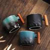 1pcs Creative Handmade Exquisite Coffee Cup Vintage Wooden Handle Mug Drinkware Kitchen Dining Bar Home Decorative Tea Cup