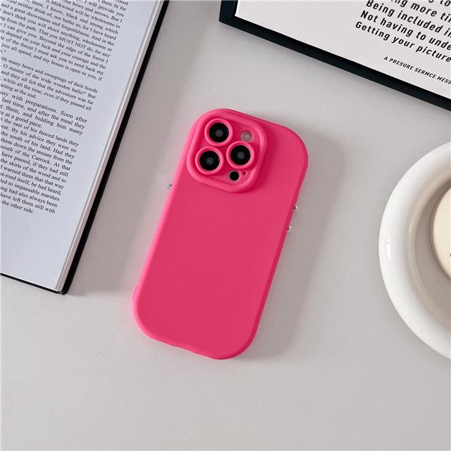 

For iPhone 14 15 16 Pro Max Candy Color Arc-shaped Soft Silicone Frame Phone Case For iPhone X XR 11 12 13 Lens Protective Cover iPhone 15 Pro Max рожевий червоний колір