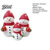 Mini Snowman Figurine Christmas Resin Figurine Cute Family of 3 Statue with Santa Unique Presents Hat Red Scarf Holiday Tabletop Ornament