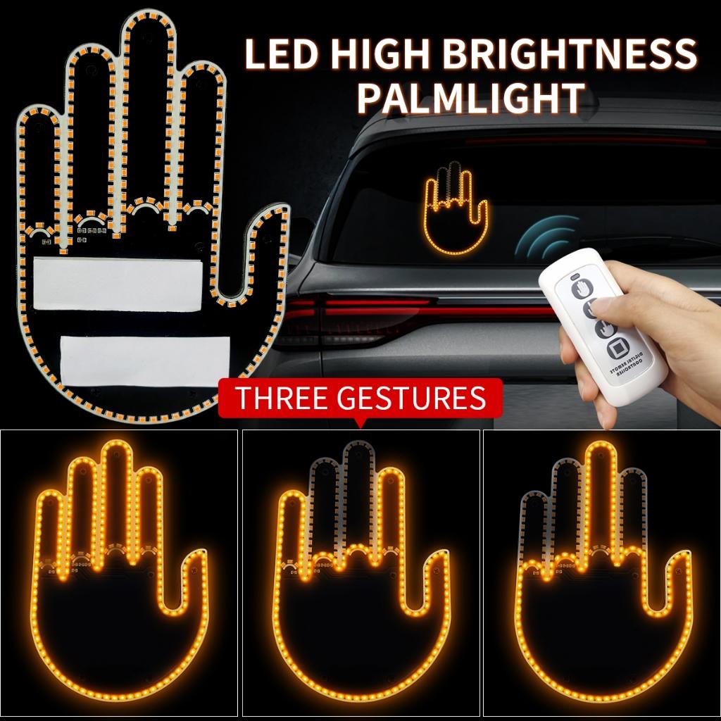 New LED Illuminated Gesture Light Car Light With Remote Road Rage Signs Middle Finger Gesture Light Hand Lamp