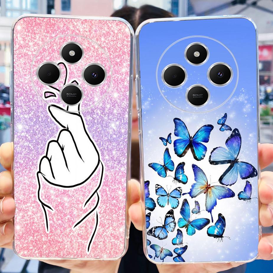 For Xiaomi Redmi 14C Case Cute Cat Butterfly Painted Cover Clear Silicone Soft TPU Phone Case For Xiaomi Redmi 14C Redmi14C Bags