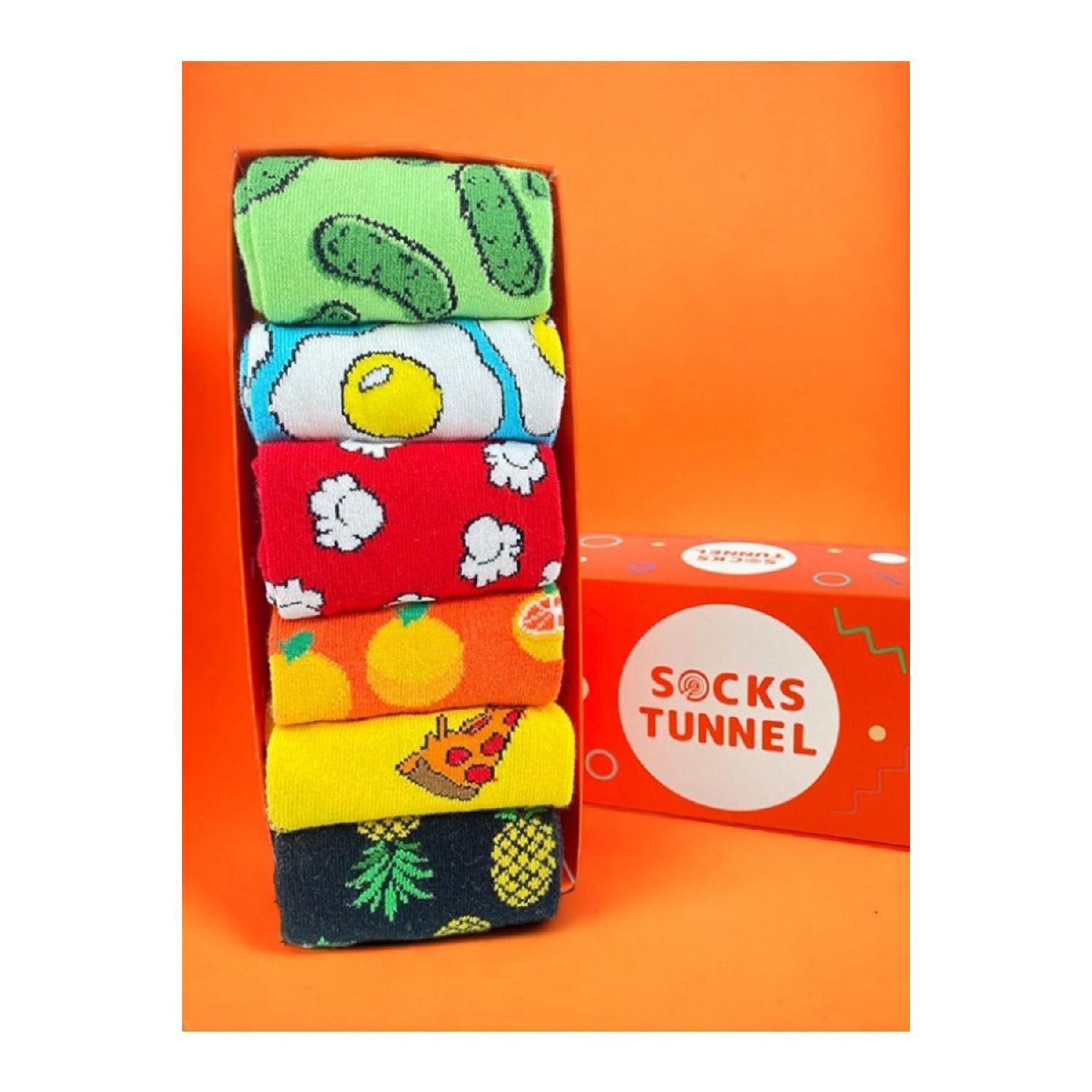 

Set Of 6 Fruit Pizza Mixed Pattern Colorful Socks 36-44 белый