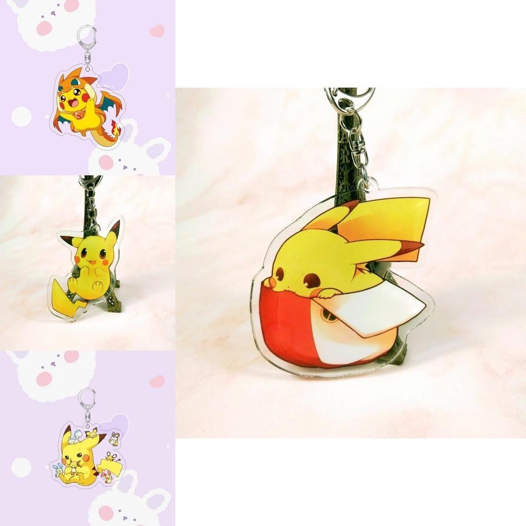 Pikachu Anime Keychain Laser Printed High-definition Acrylic For Decoration Gifts