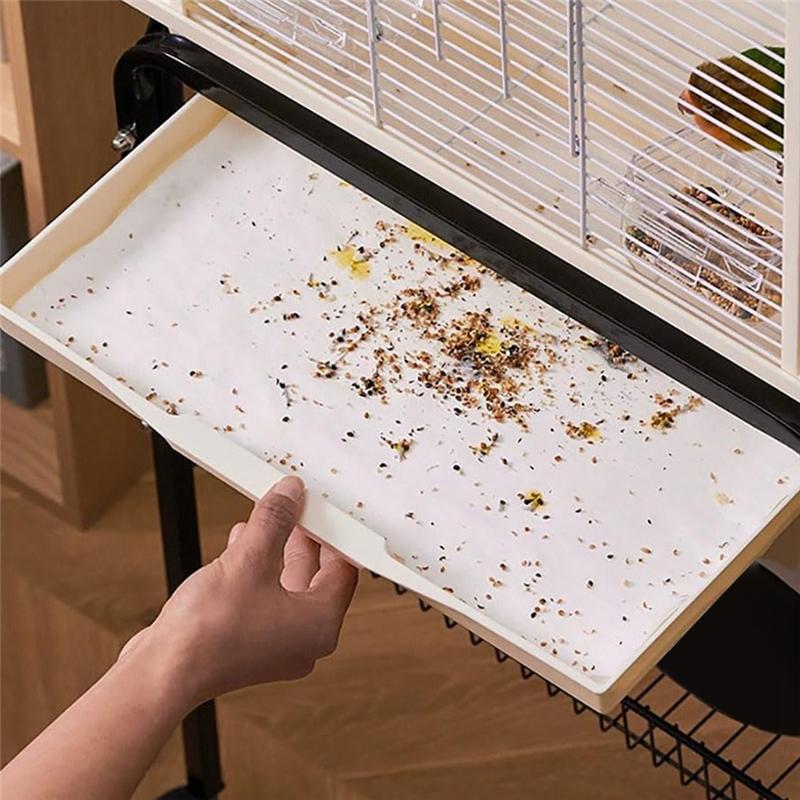 M-Modern-100PCS Bird Cage Liner Papers, Disposable Cage Paper Liners Precut Absorbent Cushion Pad Mat For Pet Bird Parrot