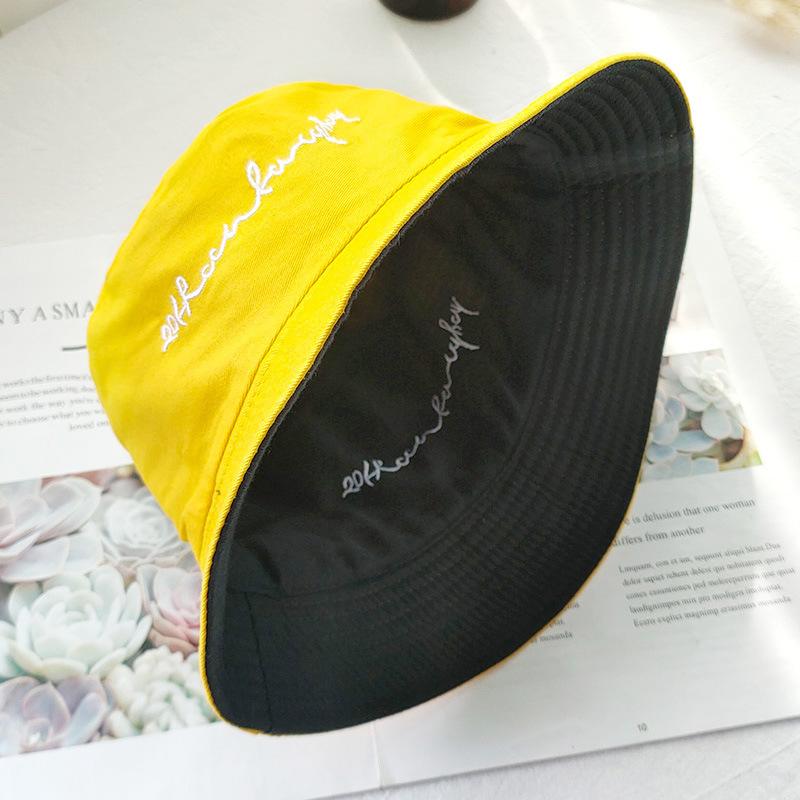 Bucket hat women's summer face small hat fashionable versatile double-sided sun hat