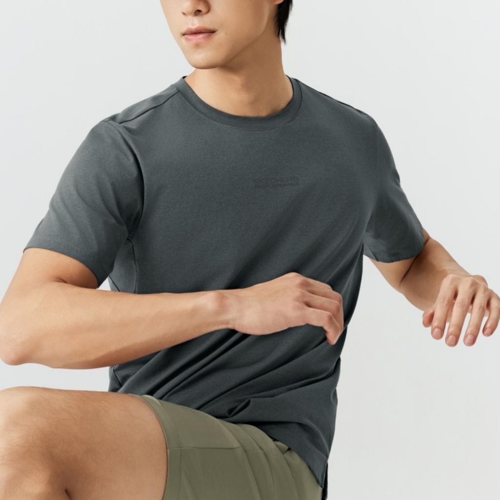 Skechers Solid Color Round Neck Pullover Breathable T-Shirt Men tops P226M142-006L