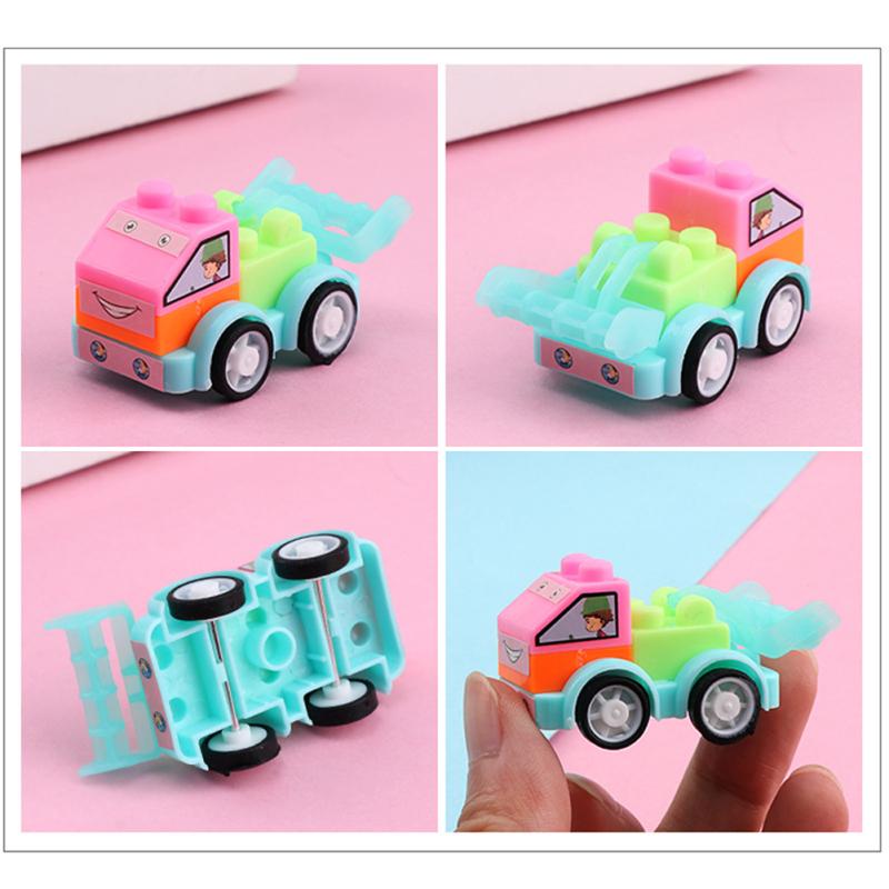 Colorful Assembled  Pull  Back  Car Cute Style Mini Frictional Sliding Trolley Toy Educational Gifts