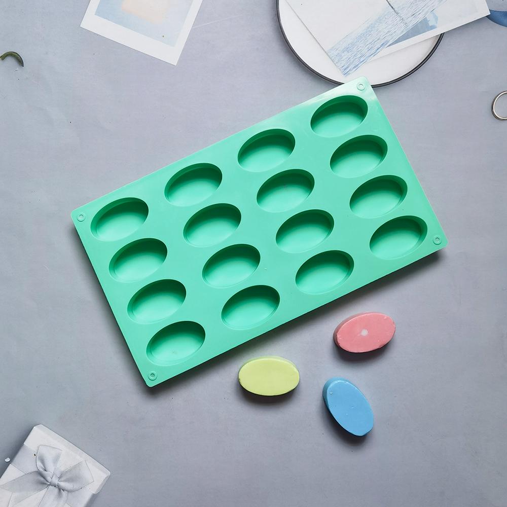 Matriță de Săpun Handmade DIY Ovală cu 16 Cavități Matriță din Silicon Pentru Fabricarea Săpunului și Mini Prăjituri Ciocolată Bomboane Tort Coacere