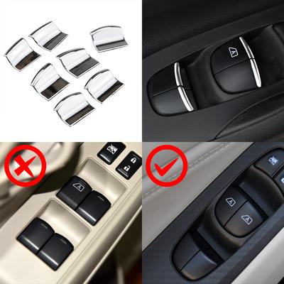ABS Chrome Car Door Window Switch Lift Button Cover Trim Sticker for Nissan X-Trail T32 QASHQAI J11 Kicks Terra Juke