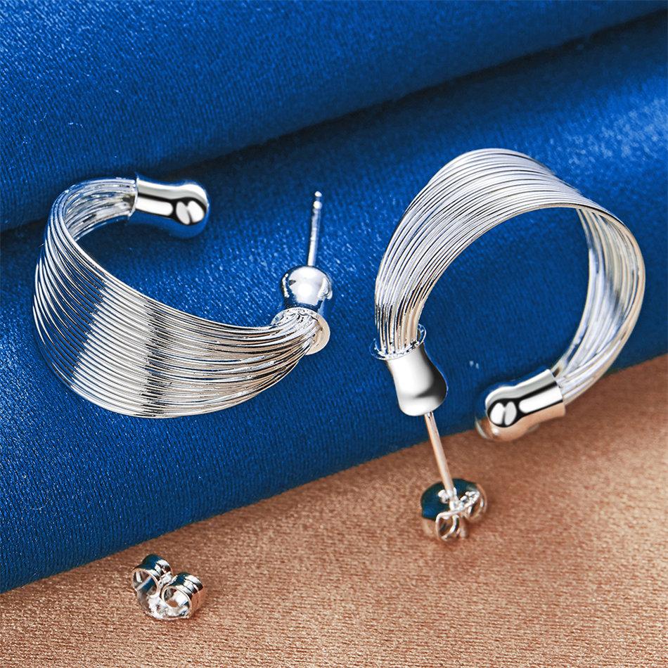 Elegant 925 Sterling Silver Delicate Multi-Strand Stud Earrings for Women, Fashionable Gifts, Party Jewelry Accessories