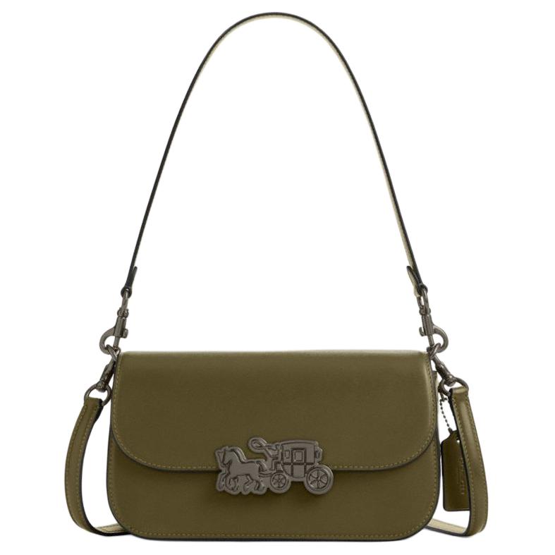 

Coach Harper 24 Silver Metal Logo Leather Shoulder Bag Medium Women Shoulder Bag Olive-Green CCE65-QBOLV Basic Set (Bag+Dust Bag)