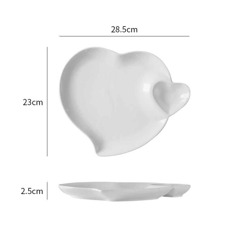 Hotel Ceramic Dumpling Plate with Vinegar Plate White Creative Love Shaped Personalized Vegetable Plates Special Tableware