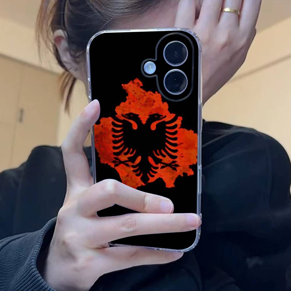 Albania Albanians Flag Phone Case For iPhone 17 15 14 13 11 12 16 Pro Max Plus Mini Transparent Silicone Soft Funda