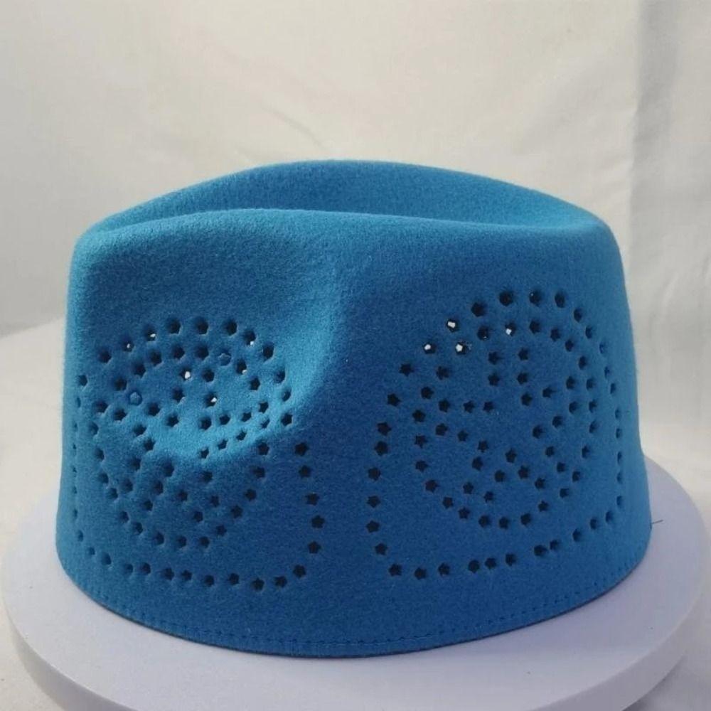 New Fabric Prayer Caps Breathable Soft Ethnic Festival Caps Hollowout Worship Caps Men