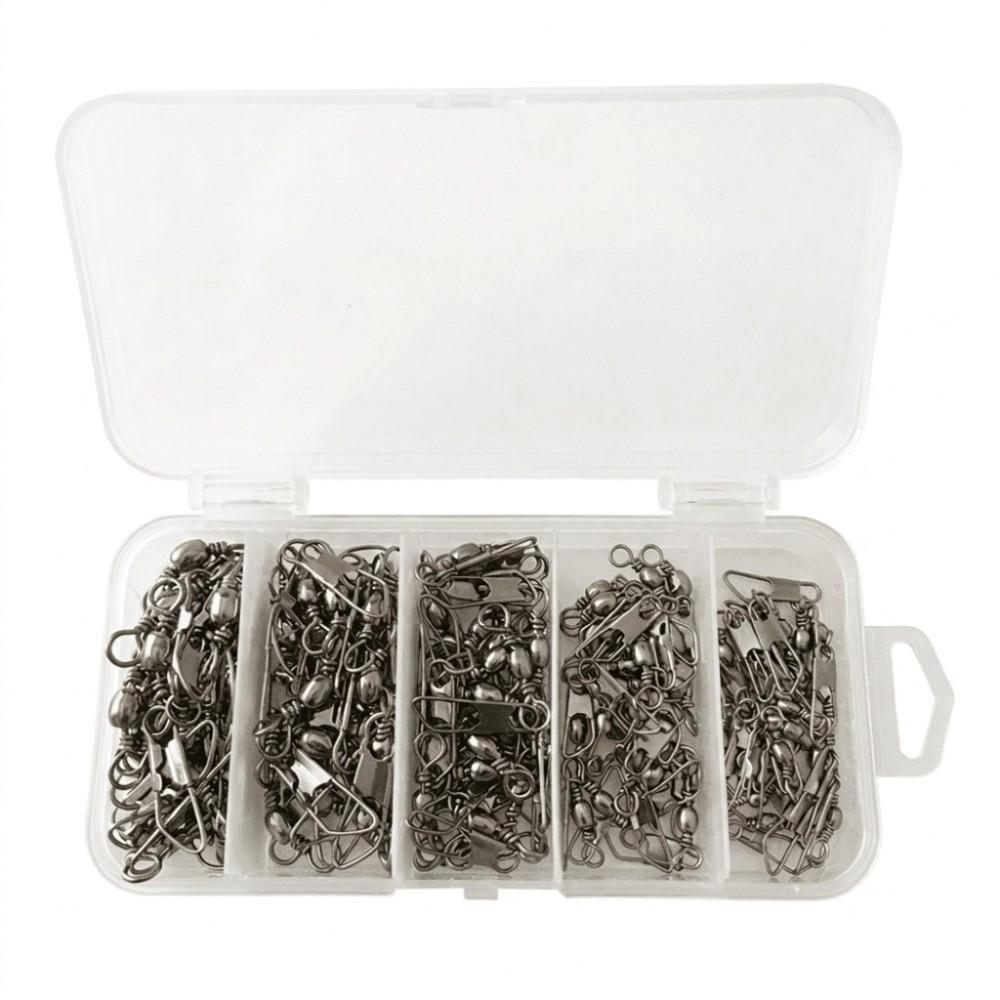 160PCS with Safety Snap Fishing Barrel Swivel Fishing Line Connector  Saltwater Fishing