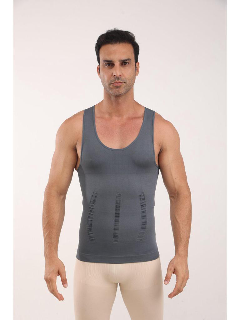 Men's Seamless Shapewear Tank Top: Tummy Control, Chest Binder, Fitness Base.