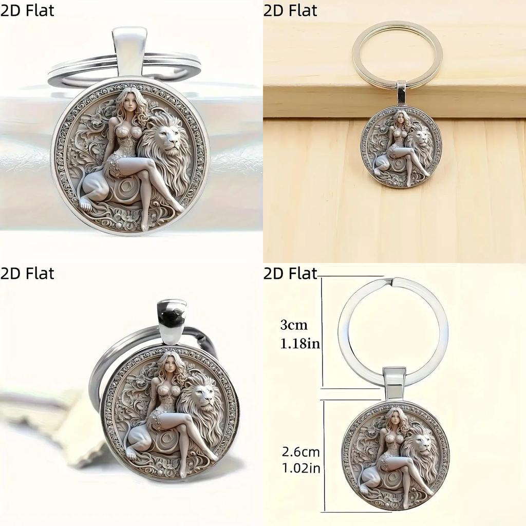 Stylish Alloy Zinc Key Holder With Women And Lion Pattern Design For Daily Use