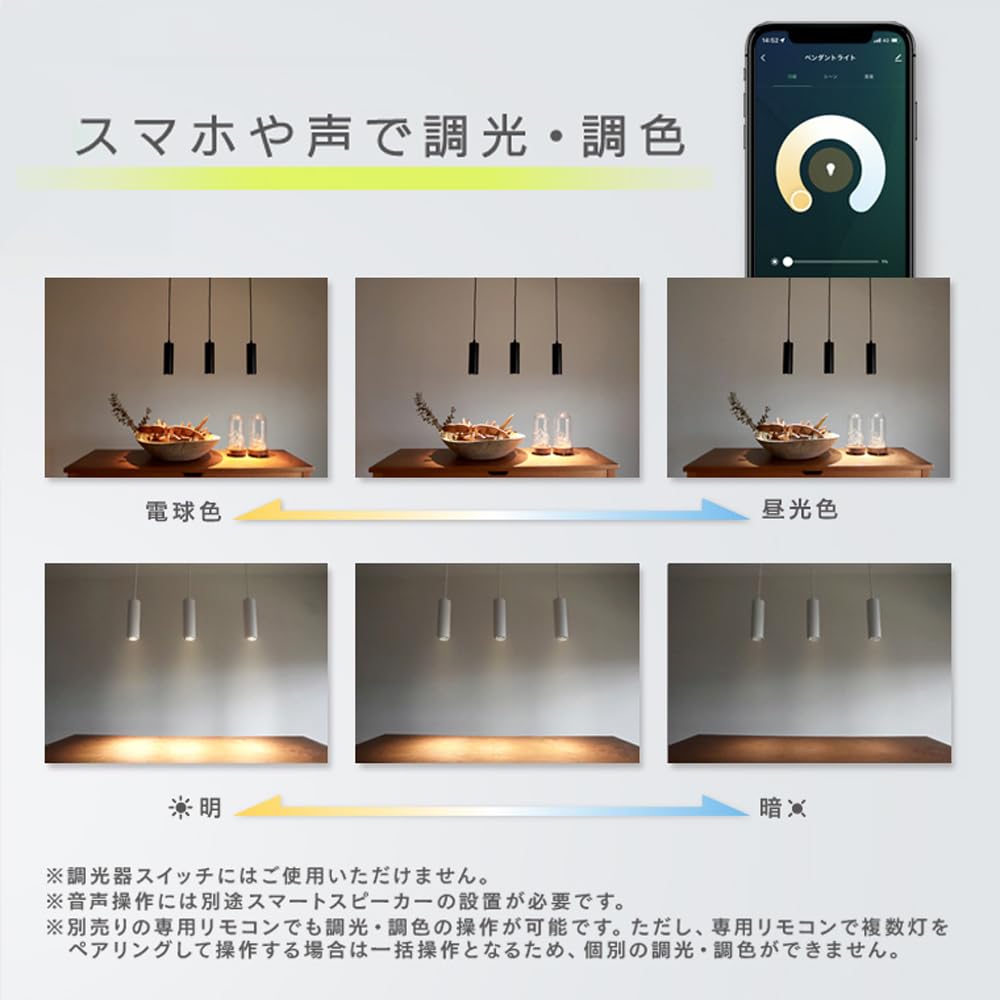 [Amazon Alexa Compatible] Edison Smart Pendant Light (for Ceiling MountsBlack) x 2 Set, Dedicated Remote Control Compatible, Integrated LED,