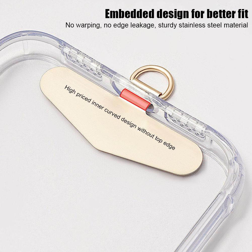 Ultra-thin Sturdy Metal Cellphone Hanging Strap Gasket Replacement Stainless Steel Mobile Phone Lanyard Tether Tabs Patch Clips