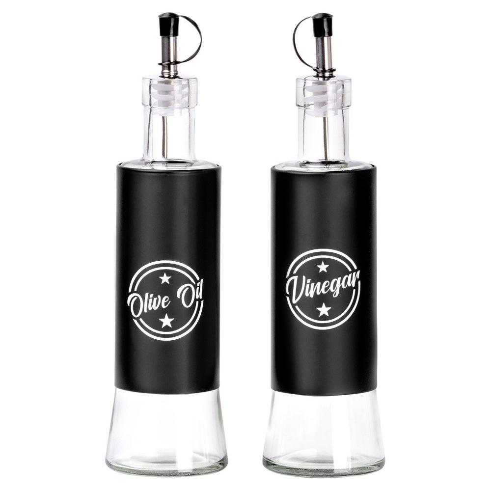 2x Glass Bottle with Dispenser for Olive Oil and Vinegar 300ml