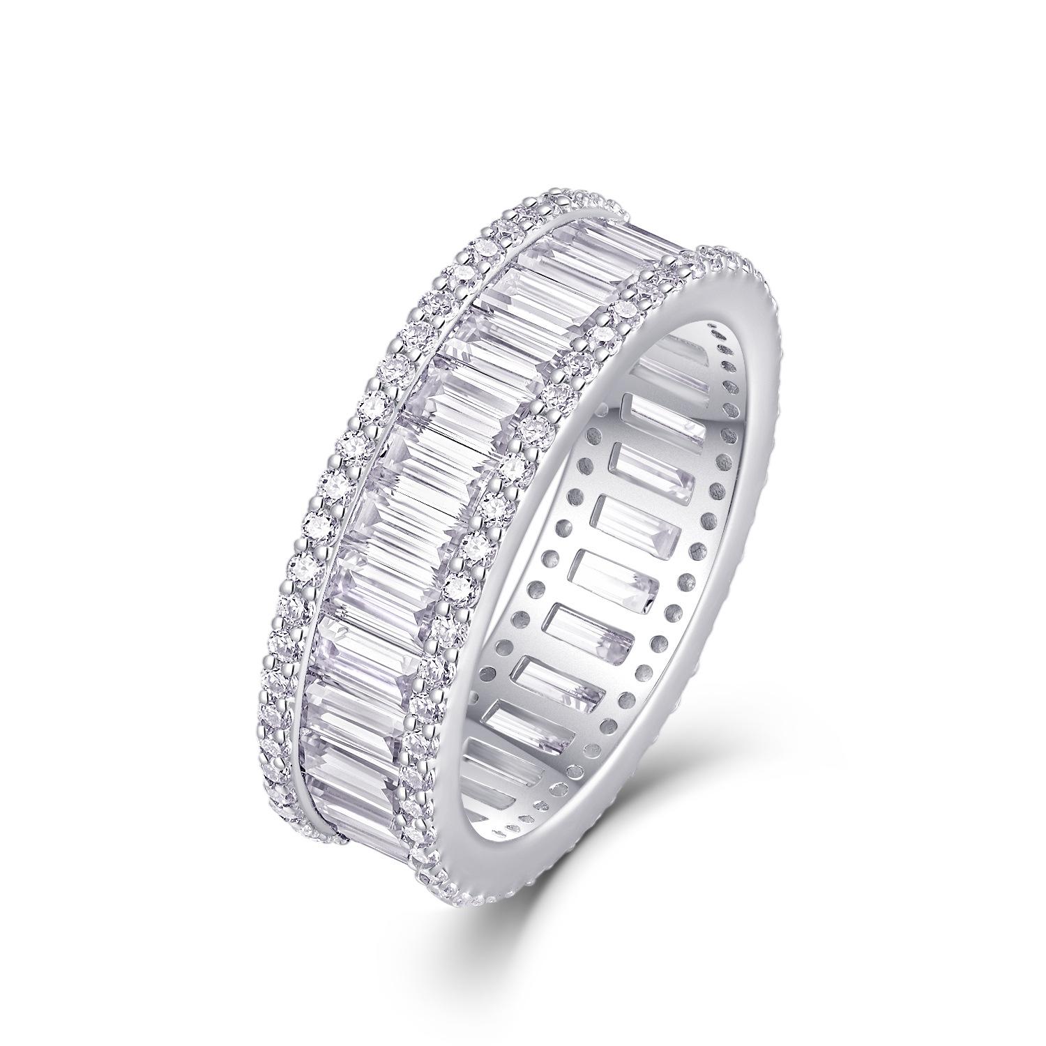 

Серебряное кольцо S925 с нотами и муассанитом с закрытым кольцом Beauty 5