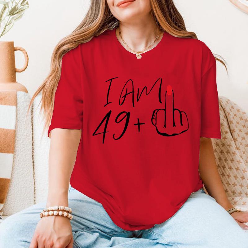 I AM49+ European Size Modal Round Neck Short Sleeve T-Shirt - Casual Loose Fit