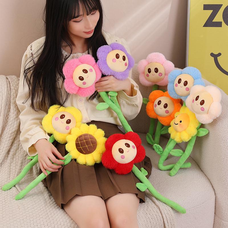 Nowy Słonecznik Trzymający Kwiat Wieczne Życie Stokrotka Dekoracja Ślubna Symulacja Bukietu Pluszowe Zabawki Prezent Urodzinowy Świąteczny dla Dziewczynek