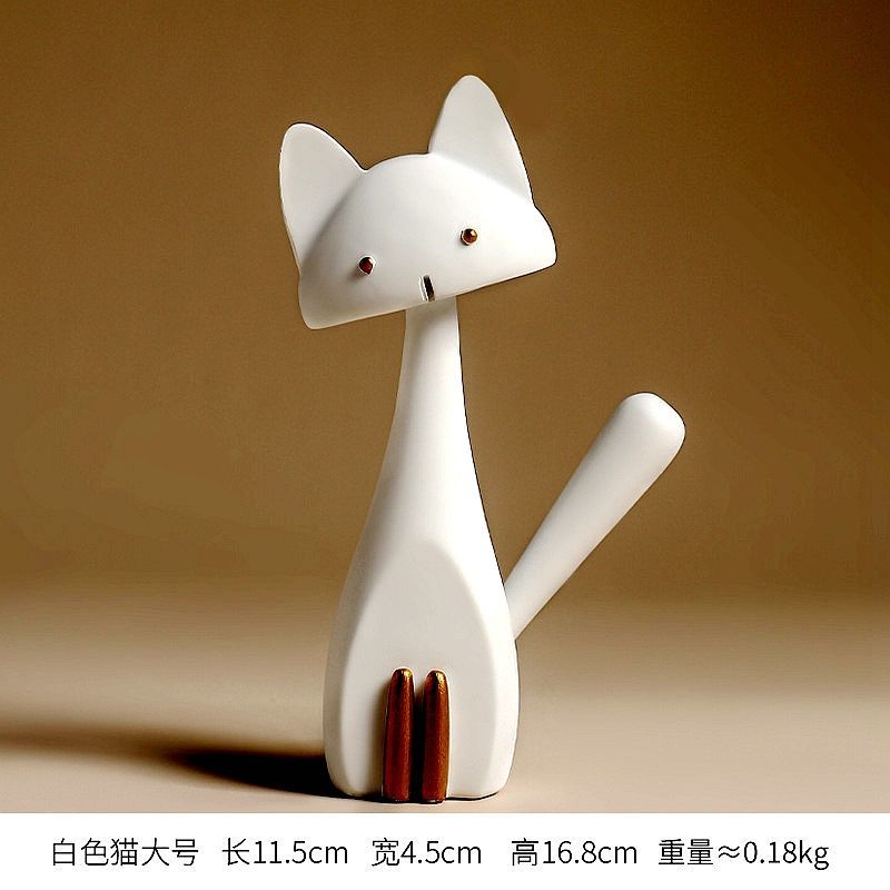 Black Cat DIY Crafts Sweet Cartoon White Cat Model Figurines Decoration Desk Decor Garden Home Office Ornament Miniatures