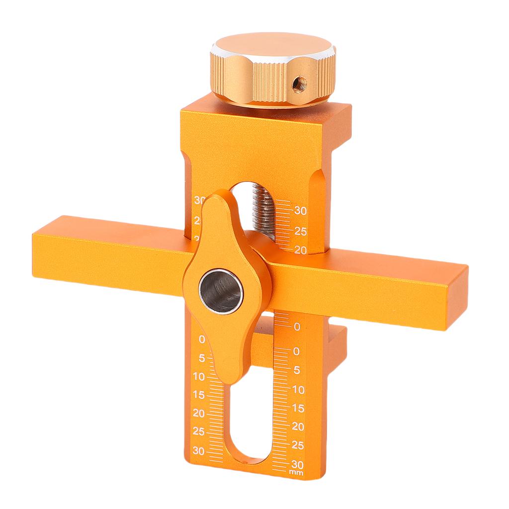 Cabinet Door Mounting Jig Aluminum Alloy Drillable Cabinet Door Positioner with 8mm Drill Bit for Woodworking Projects