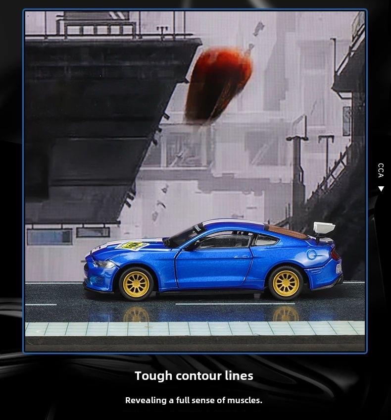 1/42 Ford Mustang GT Racing Model Car - CCA Color Amber Alloy, Assembly with Removable Parts, Modified Box Version