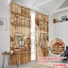2pcs 2D flat printing Curtains Vintage Kitchen Cake Baking Polyester Without Electricity Festive Curtains for Holiday Decor