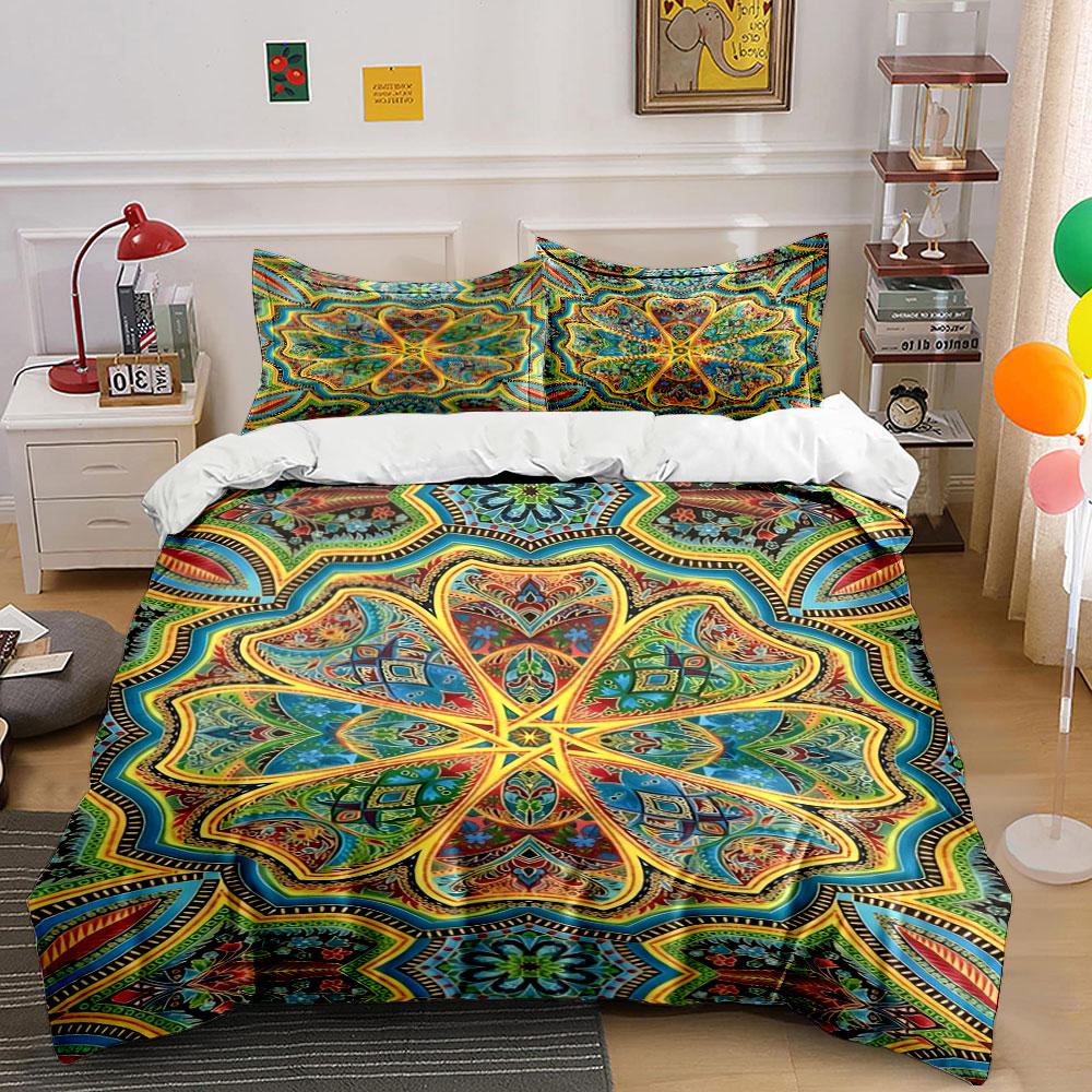 Colorful mandala-inspired patterns. Bedding sets Duvet cover sets Duvet covers Pillowcases(1 * Duvet Cover 2 * Pillowcases without duvet insert)