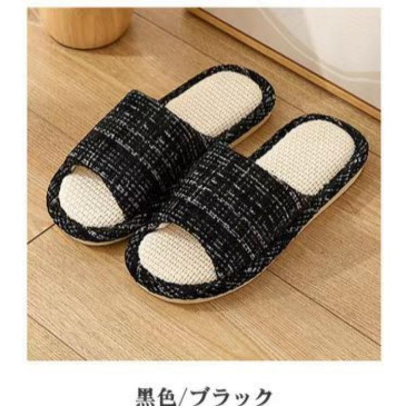 Linen slippers women's new home slippers couple home four seasons open mop silent floor mop
