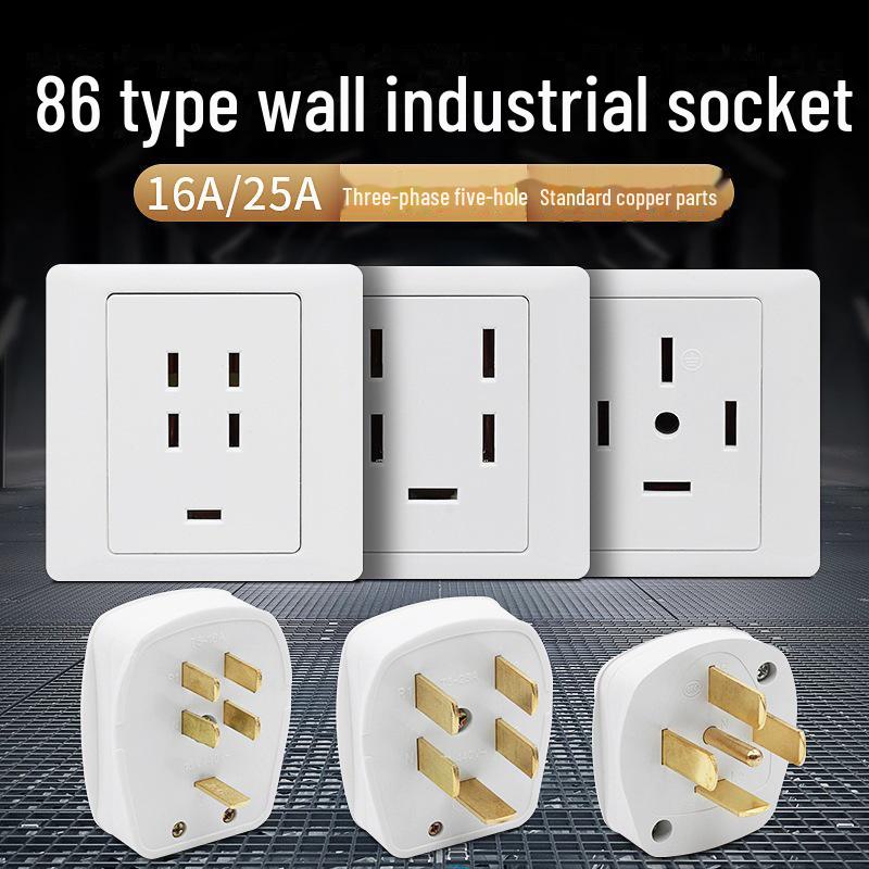 Suure võimsusega 86 tüüpi kliimaseadme pistikupesa, 20A koos lülitiga ja 25A kolmefaasiline neljajuhtmeline paneel