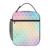 Rainbow Mermaid Scales Insulated Lunch Bag for Women Kids Leakproof Food Boxes Thermal Lunch Box Tote