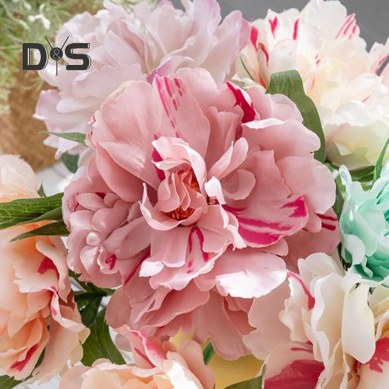 2Pcs Artificial Peony Flower Single Branch Forever Blooming Realistic Home Decoration Wedding Accessory Simulated Flower