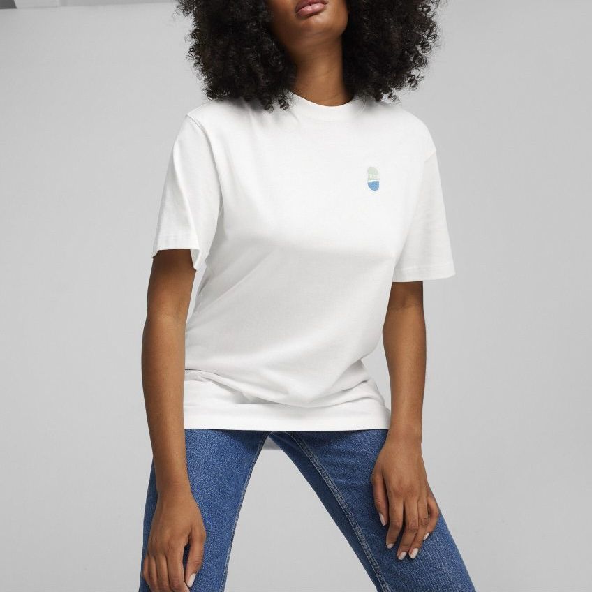 Puma Downtown 180 Logo Design Casual Round Neck T-Shirt Unisex Tops White 626086-02