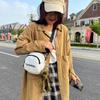 Canvas Small Circle Bag With Zipper Closure For Casual Daily Use Womens Fashion